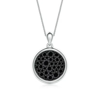 Angara 1.55 Ctw Pavé-set Enhanced Black Diamond Men's Round Medallion Pendant With Chain