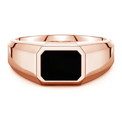 Angara 1.57 Ctw Emerald-cut Black Onyx Men's Signet Ring In Metallic