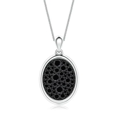 Angara 1.58 Ctw Pavé-set Enhanced Black Diamond Men's Oval Medallion Pendant With Chain