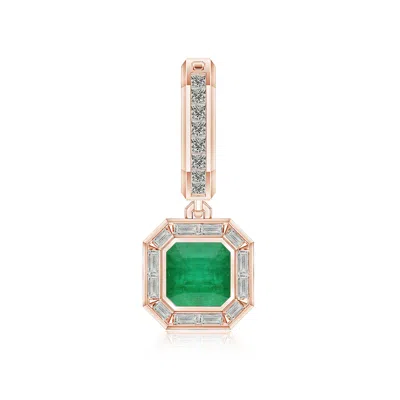 Angara 1.6 Ctw Square Emerald-cut Emerald Men's Dangle Earring