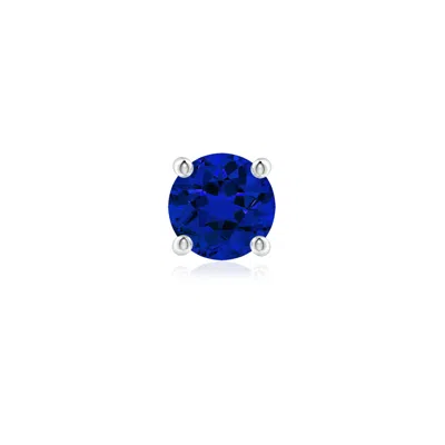 Angara 1.6 Ctw Vintage Style Round Lab-grown Blue Sapphire Solitaire Stud Earring In Platinum/deep Rich Blue