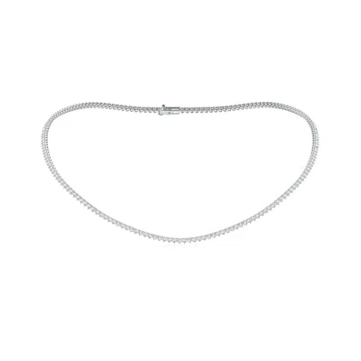 Angara 16" Three-prong Set Lab-grown Diamond Tennis Necklace In Metallic