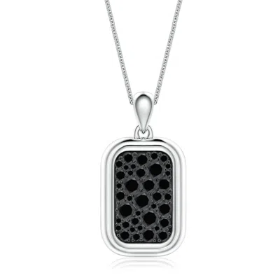 Angara 1.62 Ctw Pavé-set Enhanced Black Diamond Men's Rounded Rectangle Tag Pendant With Chain