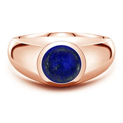 Angara 1.65 Ctw Round Lapis Lazuli Men's Signet Ring In Metallic