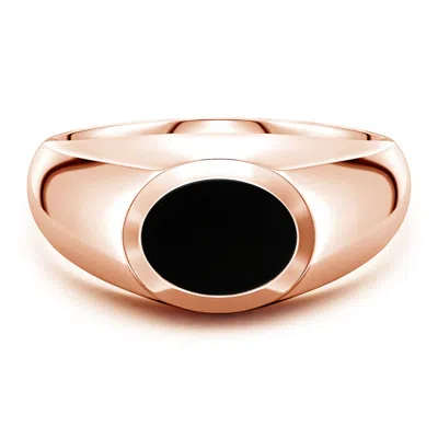 Angara 1.67 Ctw East-west Oval Black Onyx Men's Signet Ring In Gold