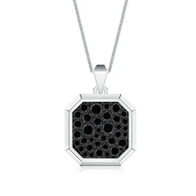 Angara 1.7 Ctw Pavé-set Enhanced Black Diamond Men's Octagon Medallion Pendant With Chain