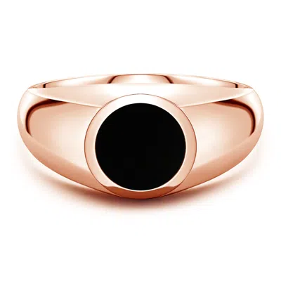 Angara 1.7 Ctw Round Black Onyx Men's Signet Ring In Metallic