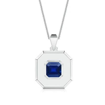 Angara 1.73 Ctw Square Emerald-cut Lab-grown Blue Sapphire Men's Octagon Medallion Pendant In Neutral
