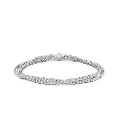Angara 1.74 Ctw Round Lab-grown Diamond Intertwined Tennis Bracelet In Silver