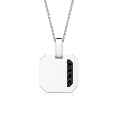 Angara 1.8 Mm Men's Linear Enhanced Black Diamond Octagon Medallion Pendant In Metallic