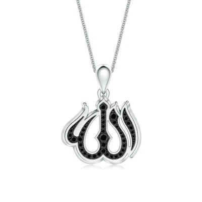 Angara 1.8 Mm Pavé-set Enhanced Black Diamond Men's Allah Pendant In Metallic