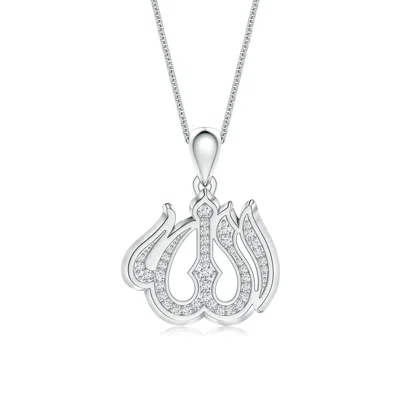 Angara 1.8 Mm Pavé-set Lab-grown Diamond Men's Allah Pendant In Silver