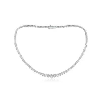 Angara 18" Prong-set Graduated Diamond Tennis Necklace In White