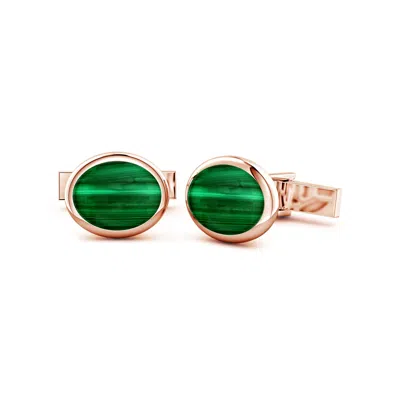 Angara 18.1 Ctw Oval Malachite Men's Cufflinks In Green