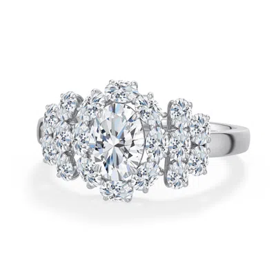 Angara 1.84 Ctw Oval Diamond Cluster Halo Cocktail Ring In Platinum/g