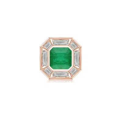 Angara 1.85 Ctw Square Emerald-cut Emerald Men's Octagon Stud Earring In Multi