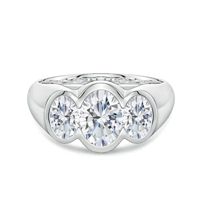 Angara 1.86 Ctw Flush-set Oval Diamond Three-stone Engagement Ring In Metallic