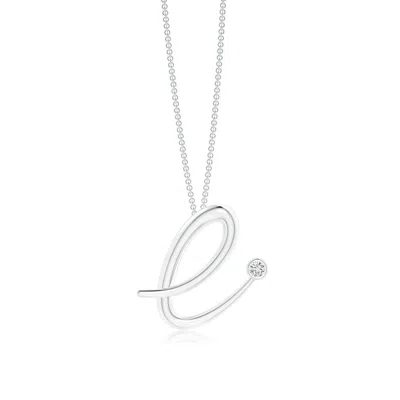 Angara 2 Mm Bezel-set Diamond Lowercase "e" Initial Pendant In Metallic