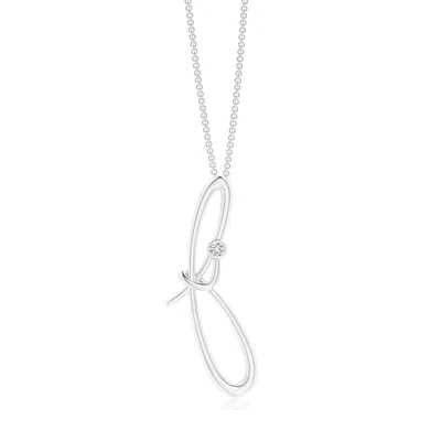 Angara 2 Mm Bezel-set Diamond Lowercase "f" Initial Pendant In Metallic