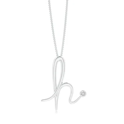 Angara 2 Mm Bezel-set Diamond Lowercase "h" Initial Pendant In Metallic