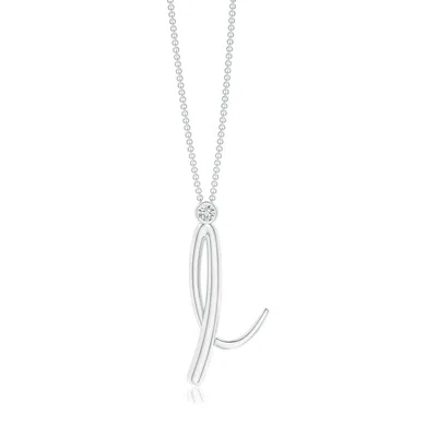 Angara 2 Mm Bezel-set Diamond Lowercase "i" Initial Pendant In Metallic