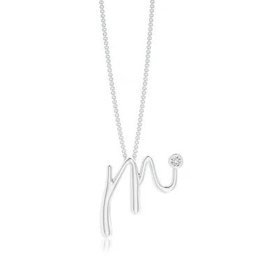 Angara 2 Mm Bezel-set Diamond Lowercase "m" Initial Pendant In Metallic