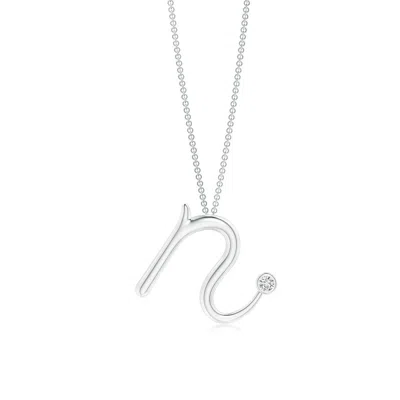 Angara 2 Mm Bezel-set Diamond Lowercase "n" Initial Pendant In Metallic