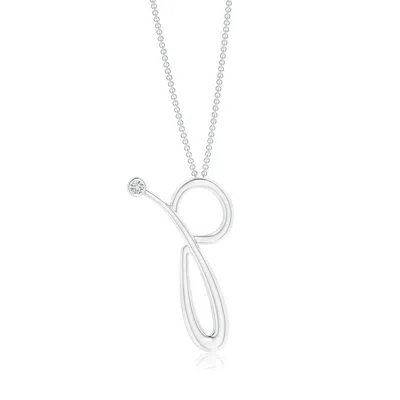 Angara 2 Mm Bezel-set Diamond Lowercase "p" Initial Pendant In Metallic