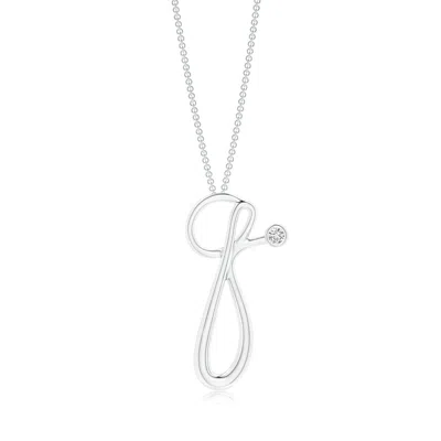 Angara 2 Mm Bezel-set Diamond Lowercase "q" Initial Pendant In Metallic