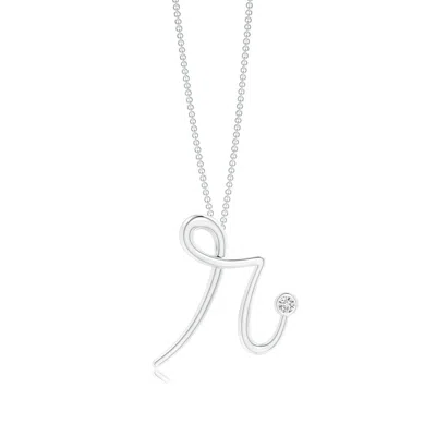Angara 2 Mm Bezel-set Diamond Lowercase "r" Initial Pendant In Metallic