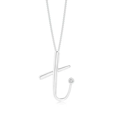 Angara 2 Mm Bezel-set Diamond Lowercase "t" Initial Pendant In Metallic