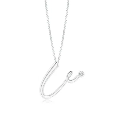 Angara 2 Mm Bezel-set Diamond Lowercase "u" Initial Pendant In Metallic