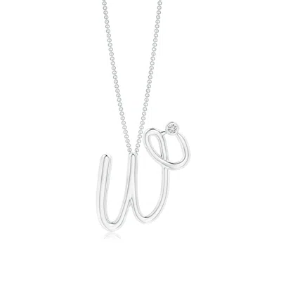 Angara 2 Mm Bezel-set Diamond Lowercase "w" Initial Pendant In Metallic
