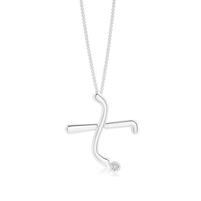 Angara 2 Mm Bezel-set Diamond Lowercase "x" Initial Pendant In Metallic