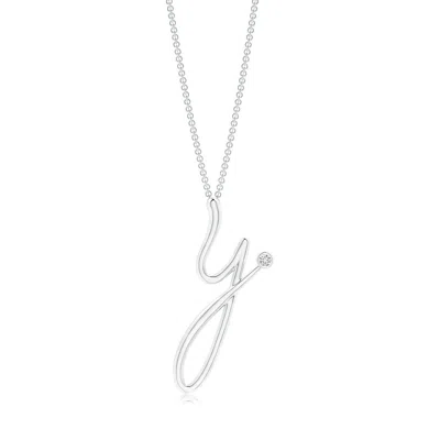 Angara 2 Mm Bezel-set Diamond Lowercase "y" Initial Pendant In Metallic