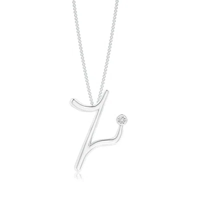 Angara 2 Mm Bezel-set Diamond Lowercase "z" Initial Pendant In Metallic