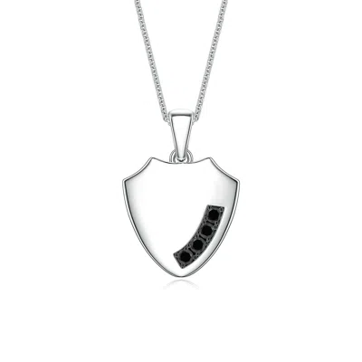 Angara 2 Mm Enhanced Black Diamond Shield-shaped Men's Medallion Pendant In Metallic