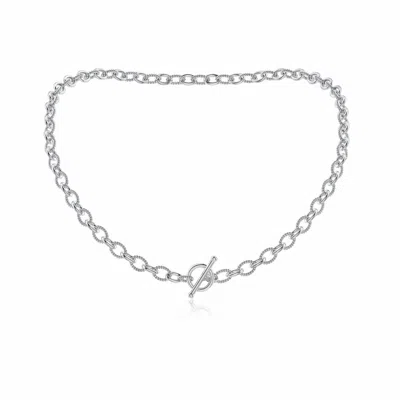 Angara 2 Mm Lab-grown Diamond Toggle Oval Link Chain Necklace In Metallic