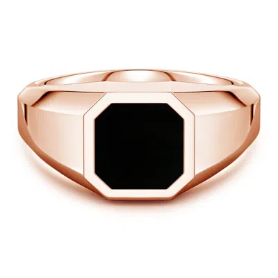 Angara 2.0 Ctw Square Emerald-cut Black Onyx Men's Octagon Signet Ring In Metallic