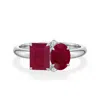 Angara 2.02 Ctw Emerald-cut And Oval Ruby Two-stone Ring In Metallic