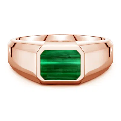 Angara 2.03 Ctw Emerald-cut Malachite Men's Signet Ring In Metallic