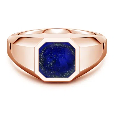 Angara 2.03 Ctw Square Emerald-cut Lapis Lazuli Men's Octagon Signet Ring In Blue