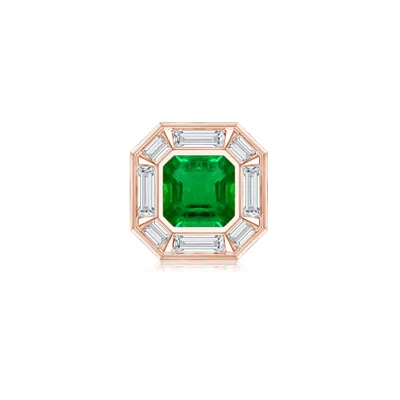 Angara 2.04 Ctw Square Emerald-cut Lab-grown Emerald Men's Stud Earring In Gold