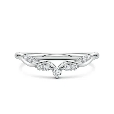 Angara 2.1 Mm Prong-set Round Diamond Crown Wedding Ring In Metallic