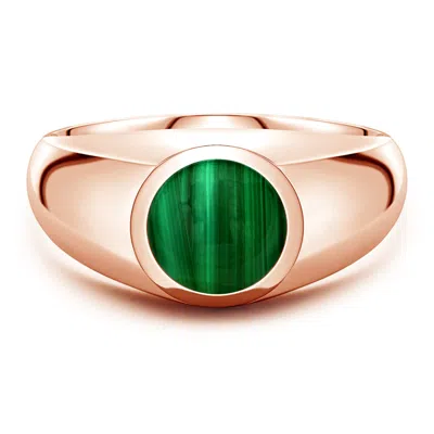 Angara 2.12 Ctw Round Malachite Men's Signet Ring In Metallic