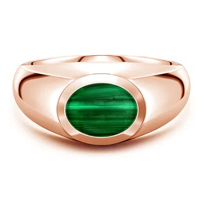 Angara 2.19 Ctw East-west Oval Malachite Men's Signet Ring In Gold