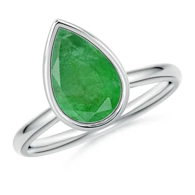 Angara 2.2 Ctw Bezel-set Pear Emerald Solitaire Engagement Ring In Green
