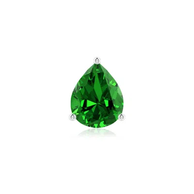 Angara 2.2 Ctw Pear-shaped Lab-grown Emerald Stud Earring In Platinum/rich Green