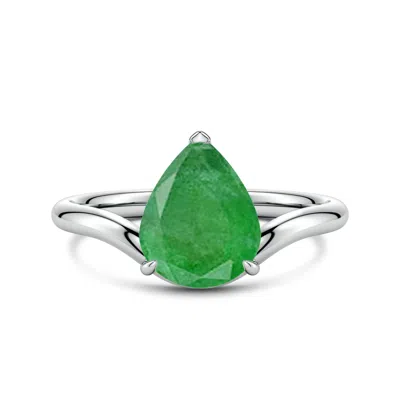 Angara 2.2 Ctw Solitaire Pear Emerald Curved Shank Engagement Ring In Green