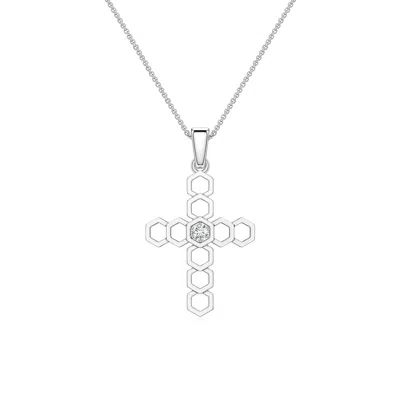 Angara 2.2 Mm Lab-grown Diamond Open Frame Men's Cross Pendant In Silver